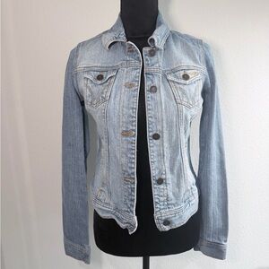 Hollister HCO Surf Co Light Wash Denim Jacket Fitted Trucker Jacket Size S Y2K